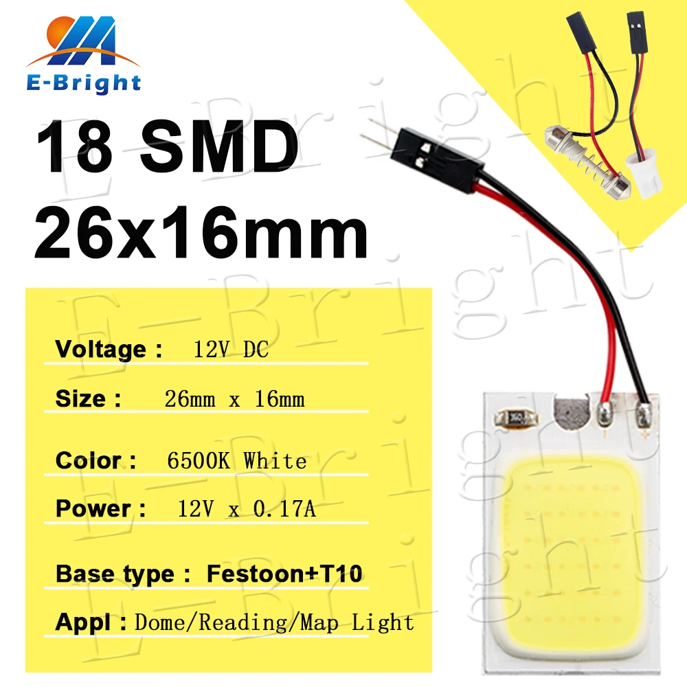 Reading Car Light T10 Festoon W5W C5W T4W LED COB Panel Lamps Vehicle Auto Interior Reading Lamp Dome Light Map Light DC 12V