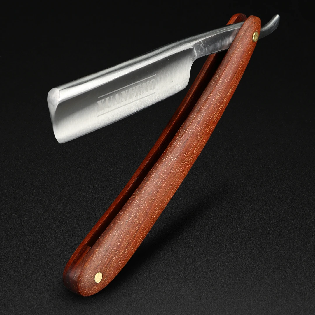 XUAN FENG Rosewood Handle Folding Razor 9cr18 Steel High Hardness Sharp Straight Razor Men's Razor