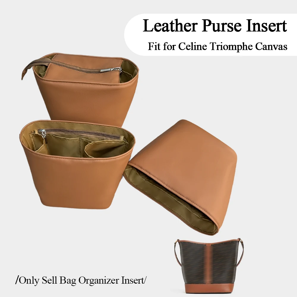 

Leather Purse Organizer Insert Fit for Celine Triomphe Canvas Bucket Handbag Lightweight Inner Liner Bag In Bag Storage Insert