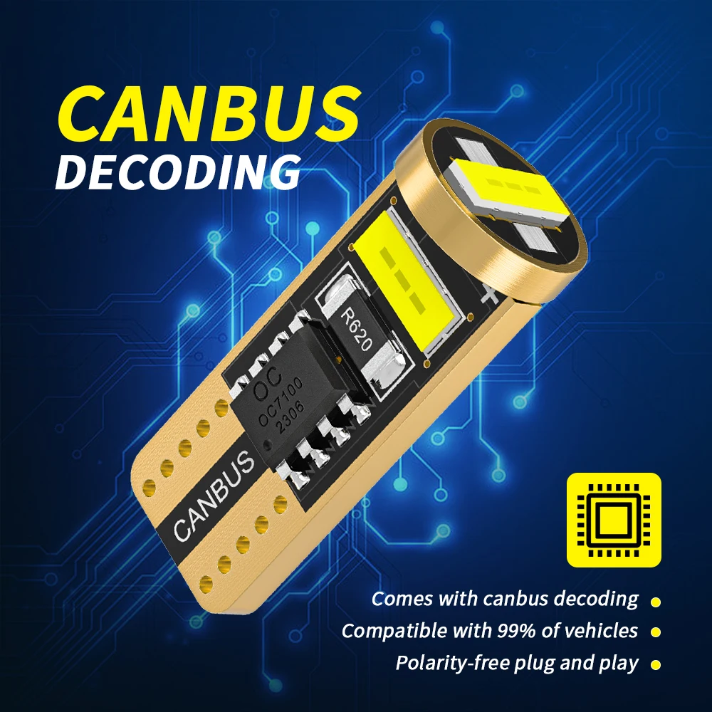 2 шт. светодиодный T10 W5W 194 168 автомобильный светильник внутренний сигнальный светильник Canbus 2055SMD купольная лампа для чтения карт парковочные огни 12 В белый