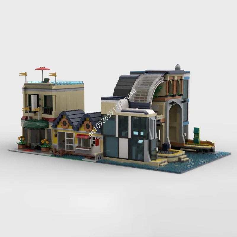 

1398 шт. MOC модульная лодка Depot модульные здания строительные блоки логическое мышление космическое воображение Рождественская игрушка в подарок