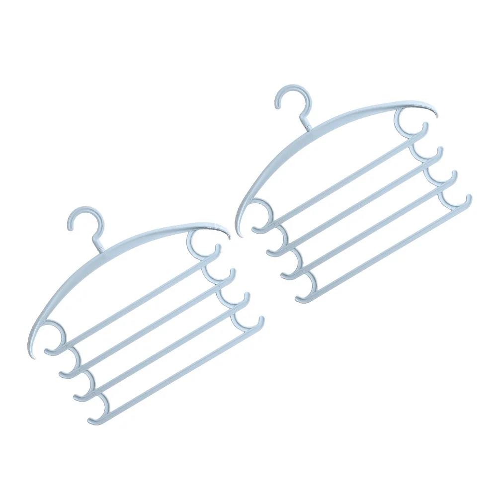 

2Pcs Multifunctional Pants Storage Rack Nonslip Plastic Clothes Hanger Skyblue Ergonomic Design Wrinklefree Wardrobe Accessories