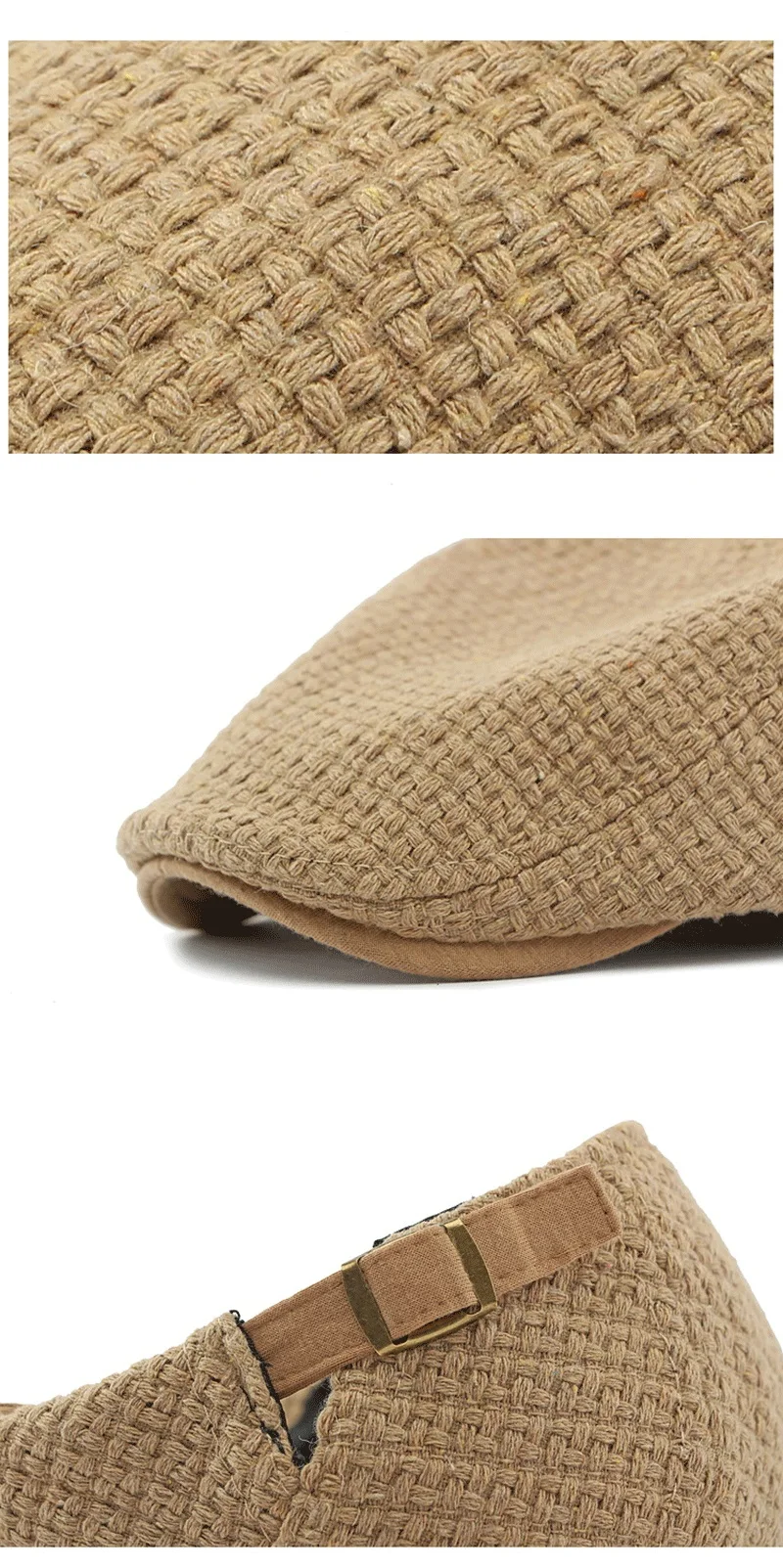 Autumn Flat Peaked Cap For Men Solid Knit Beret Hat Women Retro Newsboy Ivy Herringbone Beret Cabbie Forward Hat Adjustable