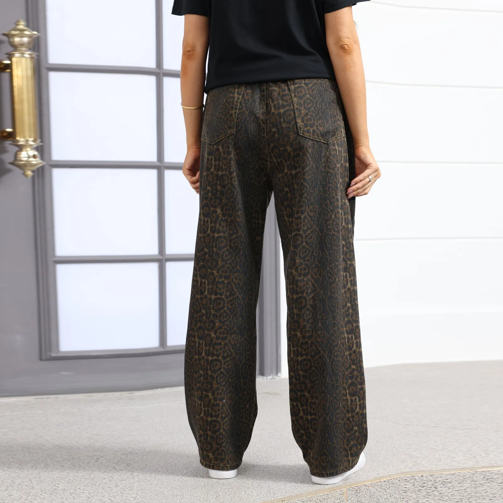 Women's Loose Trousers with Leopard Print Straight Leg Pants Women's Fashionable and Comfortable Sweatpants pantalones de mujer