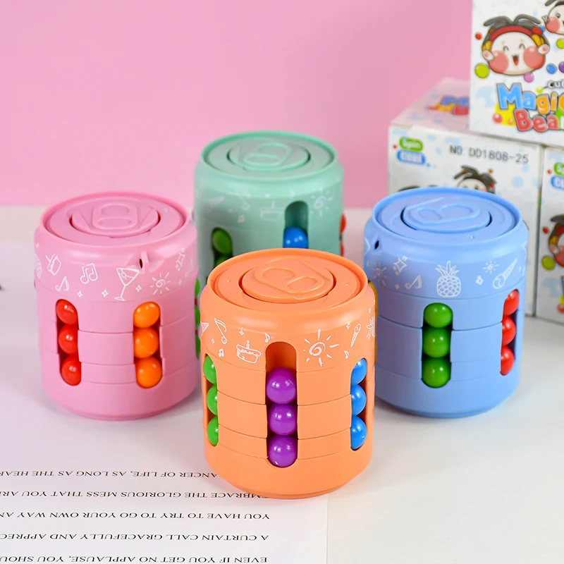 3D Cylinder Cube Toy Bottle Shape Bean Gyro Rotate Slide Puzzle Games Kids Educational Montessori Infant Toys Baby Shower Gifes