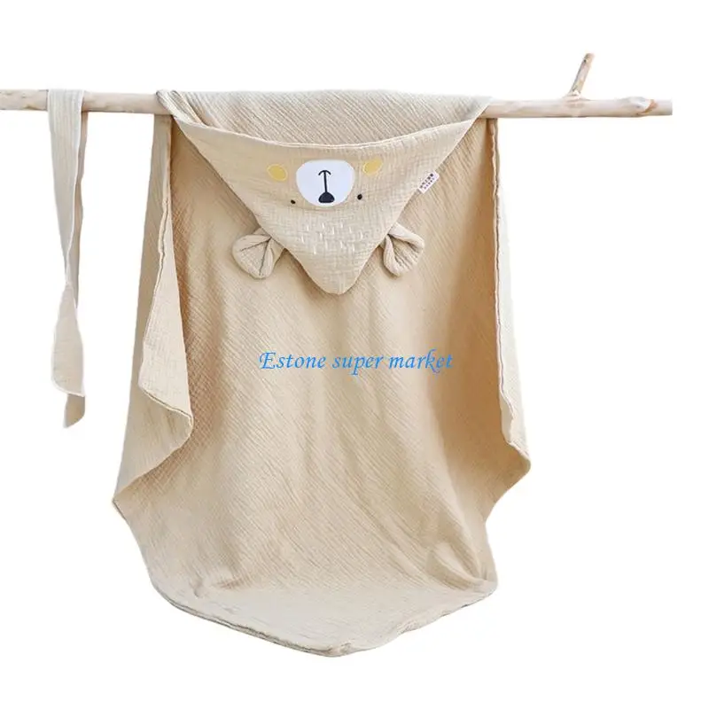 090B Miękki bawełniany kocyk do otulania noworodka Uniwersalny ręcznik do owijania dziecka Okrycie na prezent