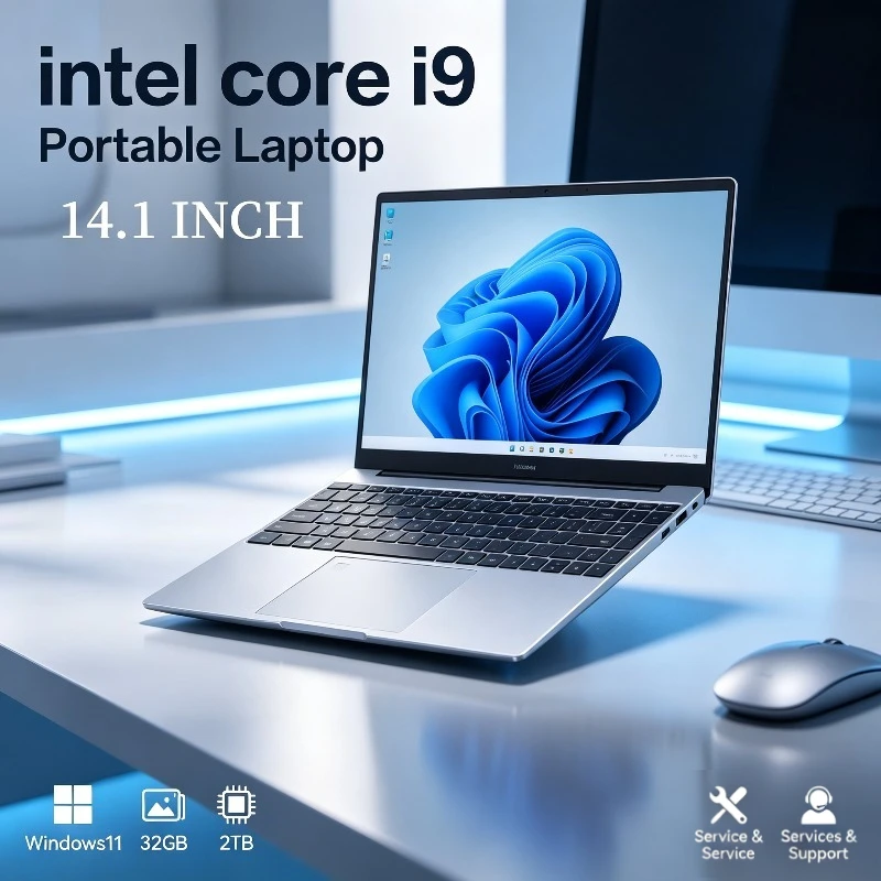 Portable Computer Intel Core I9-9900 14.1 Inch Laptops 16GB RAM 1/2TB SSD 1920x1080 Office Gamer Study Notebook Computer PC