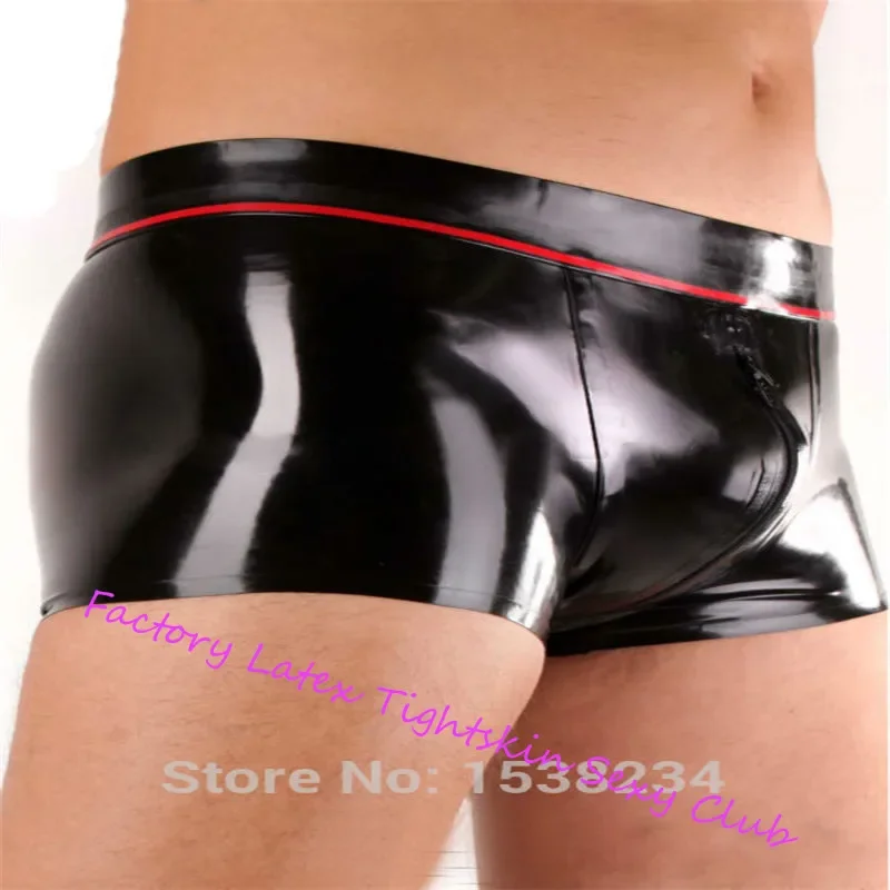 Latex Panties Rubber Fetish Men Shorts with Front zipper Underpants Handmade Rubber Underwear Hot Sell XS-XXXL