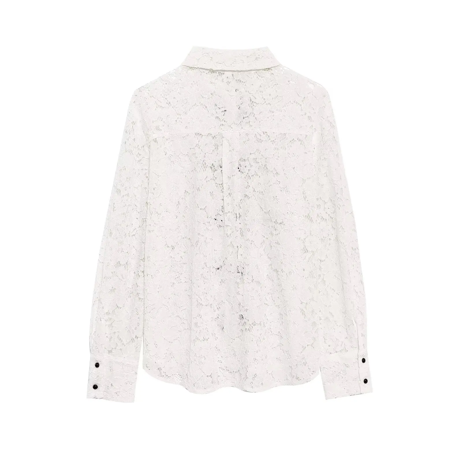 RARA Womens Long Sleeve Shirt Collared Neckline Lace Fabric Bowknot Buttons Front Design Loose Fit Casual Style