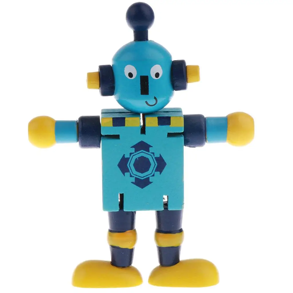 Wooden Puppet Robots Doll Kids Children Developmental Toy Age 3+