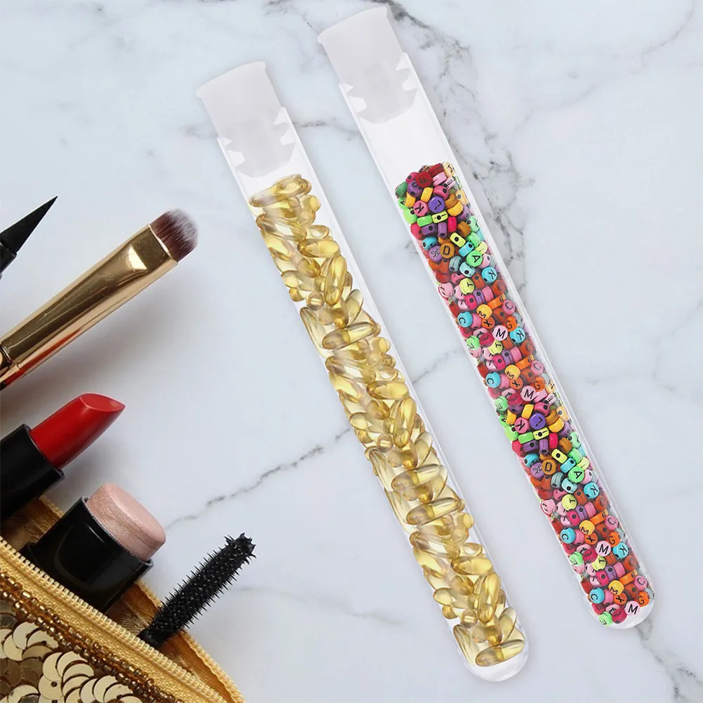

50Pcs Disposable Test Tubes Transparent Plastic Small Tubes for Scientific Experiments Sample Collection Storage Cake Candy Bath