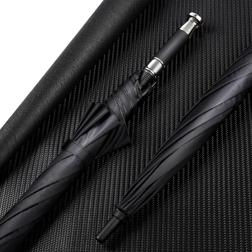 Long Automatic Umbrella Strong Windproof Uv Protection Business Black Gum Portable With Cover Outdoor Straight Handle Umbrella