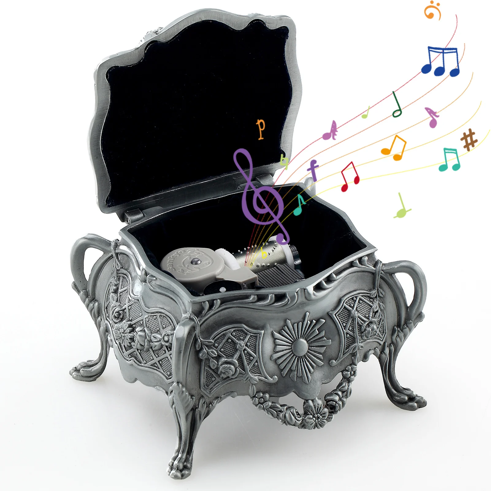 SOFTALK Metallic Gothic style Jewelry Music Box Gifts for friends, children, girls, wives, and parents on Christmas, birthday