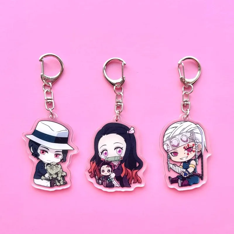 Keychain for Demon Slayer Giyu Nezuko Muichiro Shinobu Cute Acrylic Charm Anime Cartoon DIY  Collection Toy Gifts for Friends view 3
