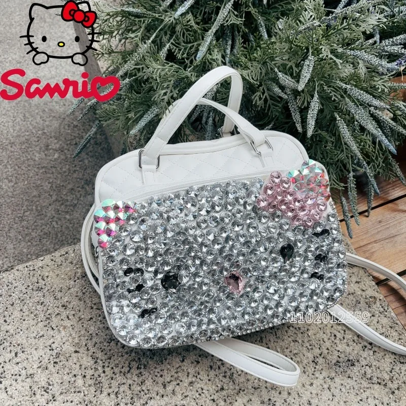 Hello Kitty New Fashion Diamond Backpack Cartoon Cute Women's Diamond Backpack Large Capacity Casual Women's Backpack