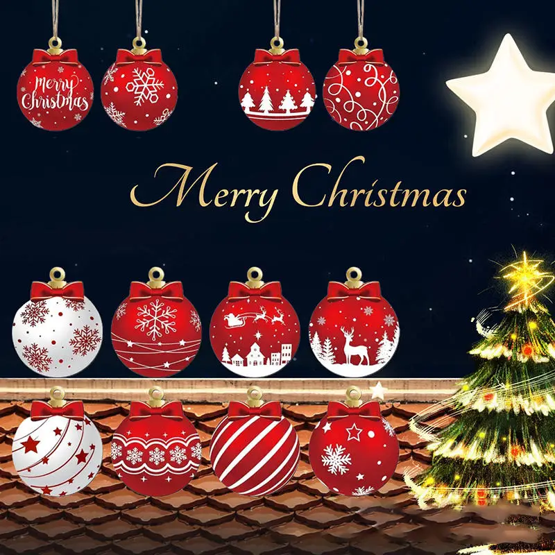 12 قطعة كرة عيد الميلاد شجرة عيد الميلاد كرة زينة معلقة حلية عيد الميلاد حفلة فندق نافذة عطلة المشهد ترتيب قلادة