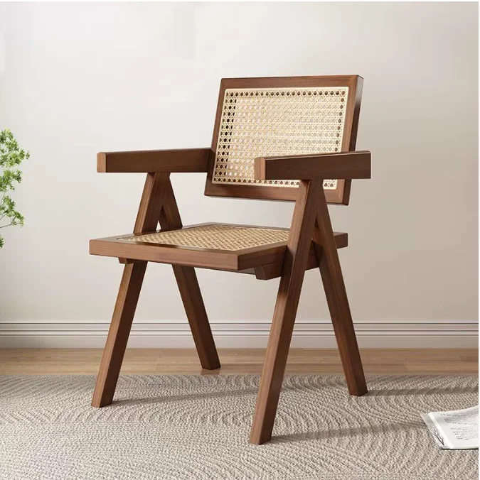#Mid Century Modern Solid Wood Dining Chairs Vintage Farmhouse Style Portable Home Restaurant Furniture with Strong Wood Frame