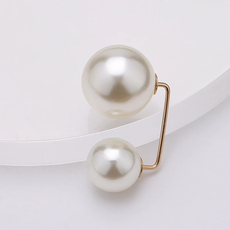 Großhandel Doppel Perle Metall Brosche Für Frauen Kleidung der Zubehör Feste Sicherheit Pin Schal Clip Kleid Dekoration Perle Schmuck – Detail 11