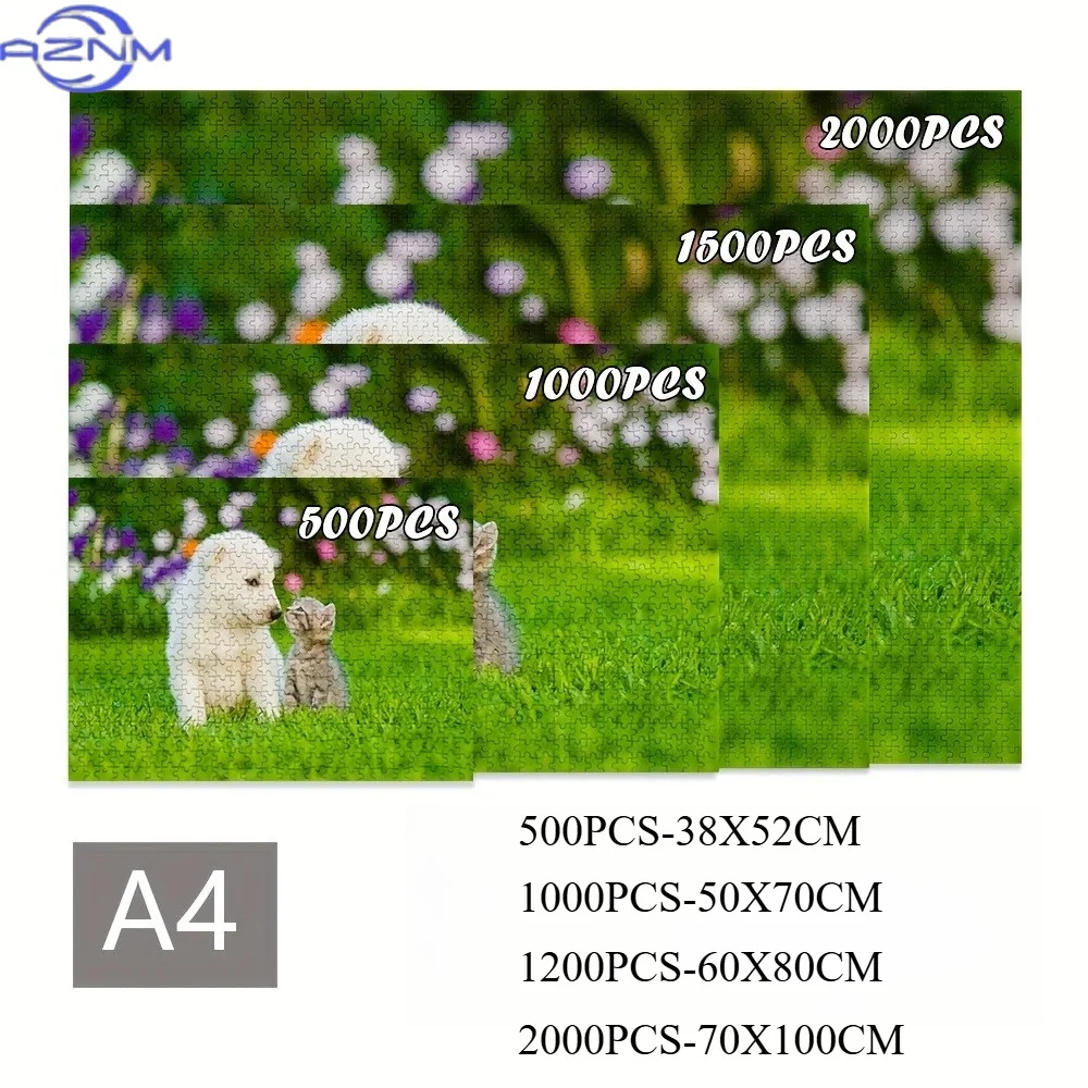 Illustrated Hillside Village Paper Puzzle Bright Color Mountain Landscape Tropical Flora Relaxing Assembly Toy Adult Hobby Gift