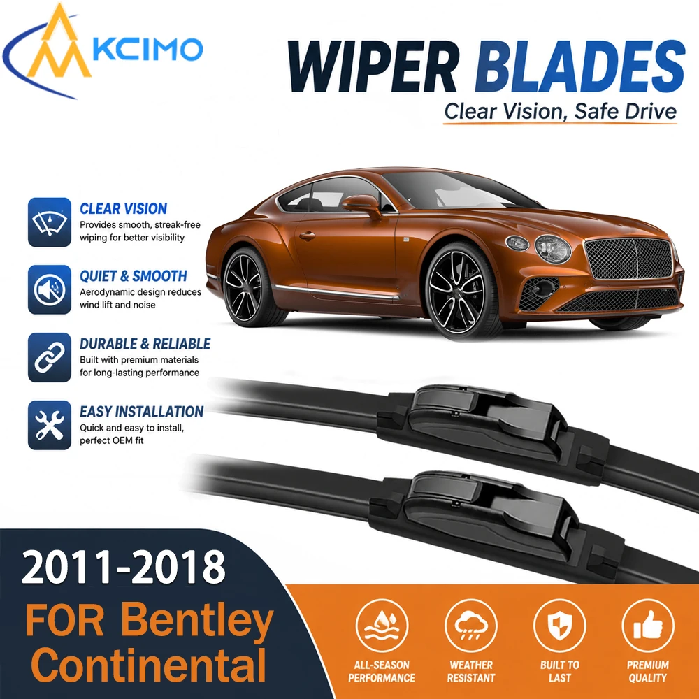 Windshield Wiper Set Durable Rubber Streak‑Free Performance Simple Fitting Replacement Blades For Bentley Continental 2011-2018