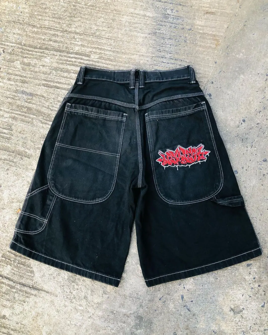 Pantalones vaqueros cortos de Skateboarding para hombre, Shorts holgados Harajuku Y2k, ropa de calle con bordado de letras para gimnasio y