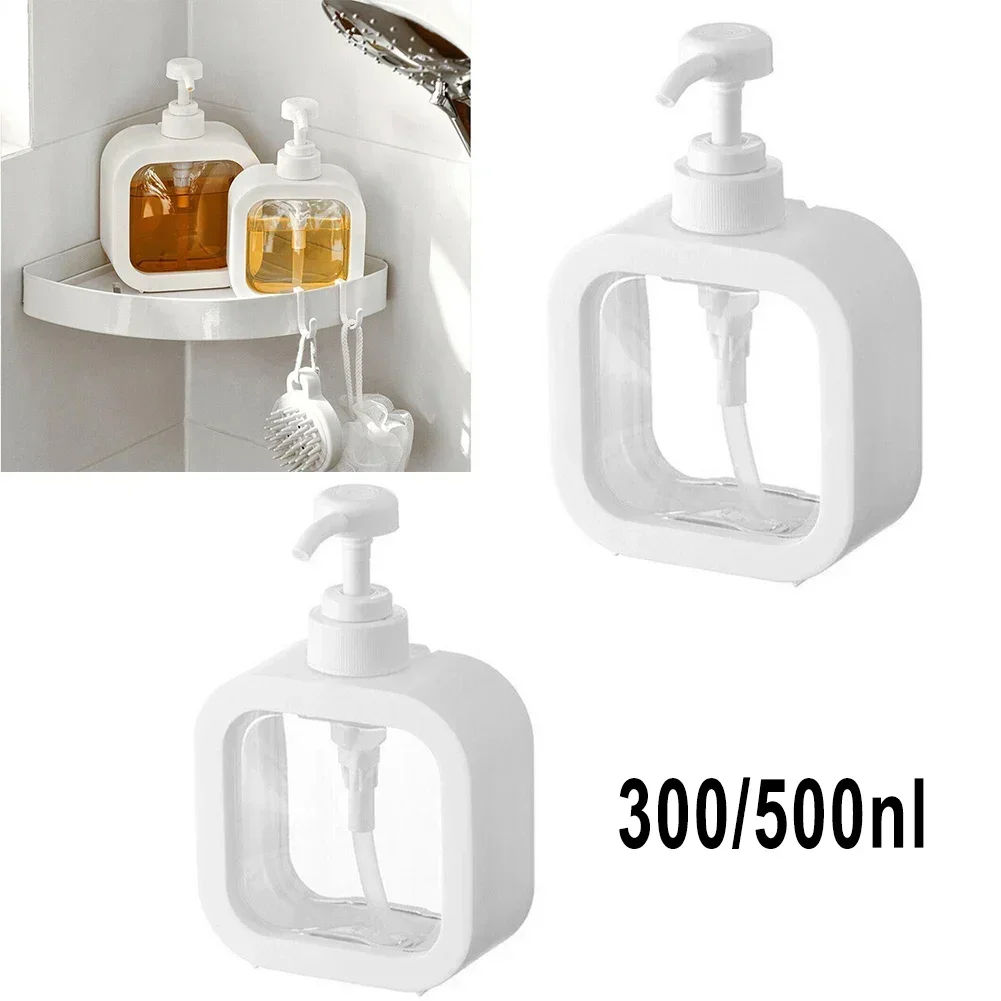 300/500ml Clear Plastic Soap Dispenser Bottles Kitchen Bathroom Pump Bottles Refillable Shampoo Shower Gel Liquid Container