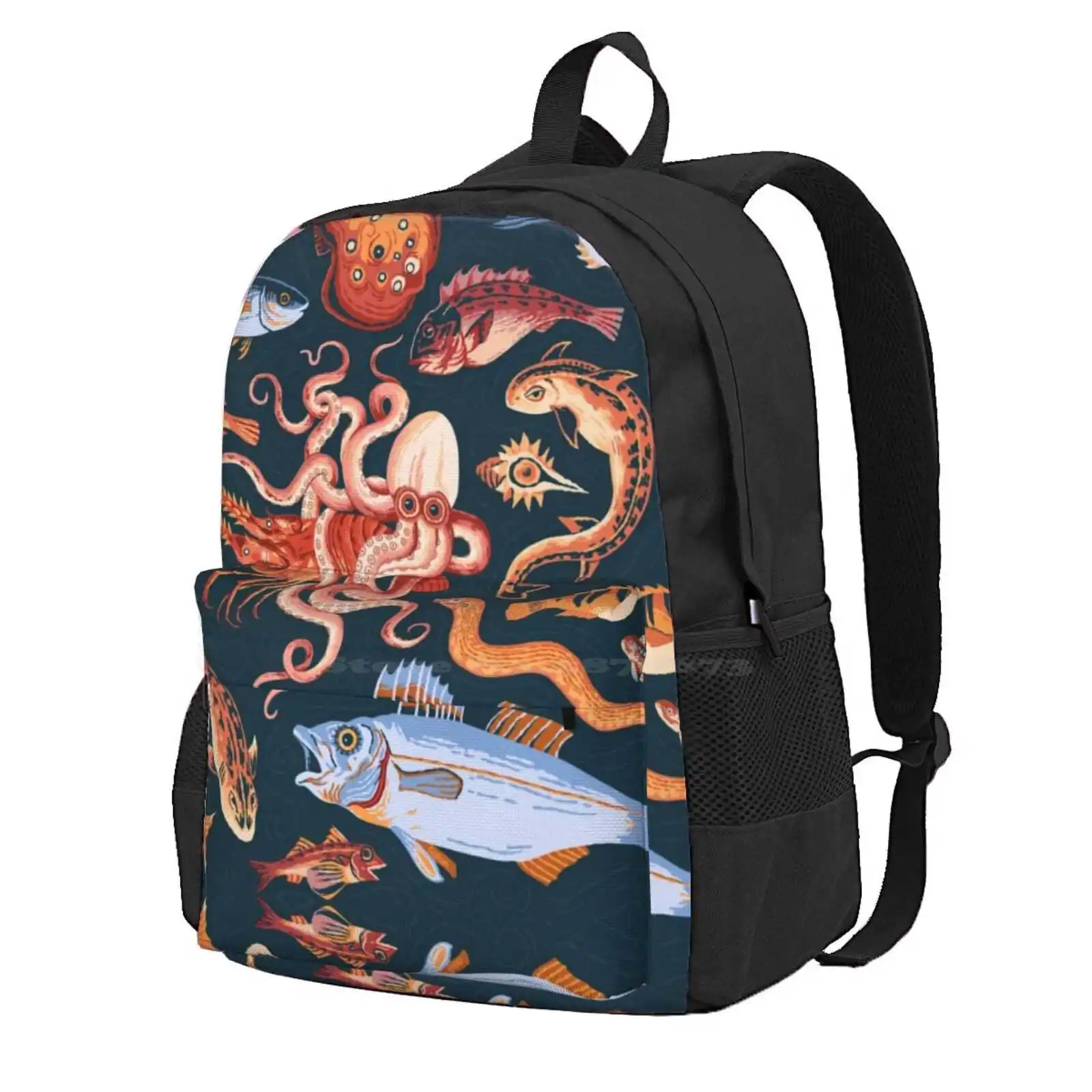 Pompeii Marine Mosaic Hot Sale Schoolbag Backpack Fashion Bags Pompeii Ancient Mosaic Roman Archaeology Ocean Octopus