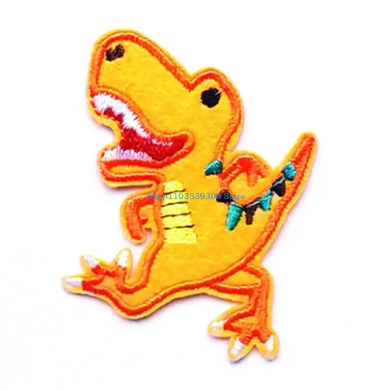 400A 14 قطعة/المجموعة/المجموعة متنوعة ملونة الكرتون ديناصور خياطة/الحديد على يزين بقع المطرزة DIY بها بنفسك الحرفية شارة للأطفال #4