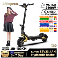 OOTD S30 Electric Scooter Foldable 1200W * 2 52V 23.4Ah 10*2.75 Inch Tires folk e-Scooter 65 km/h Support Hydraulic Droke APP