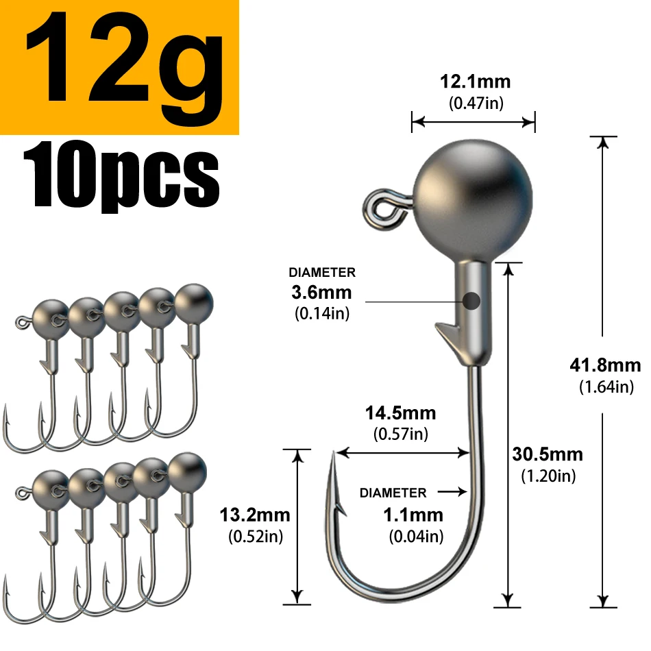 MrLurion 1g 2g 3g 4g 5g 10g 20g 22g 25g 28g Angeljigkopfhaken, Rigging-Haken für Crank Soft Grub Worm Köder, scharfe Haken