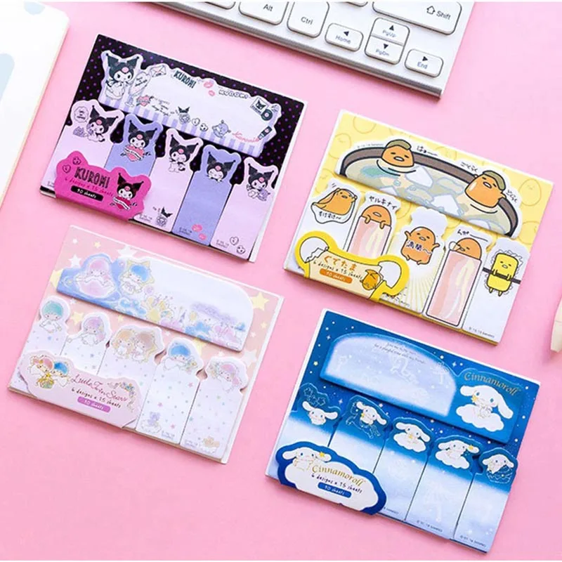 8pcs/lot Kuromi Pochacco Memo Pad Kawaii Sanrio Egg Sticky Notes Stationery Label Notepad Planner Sticker Post School Supplies