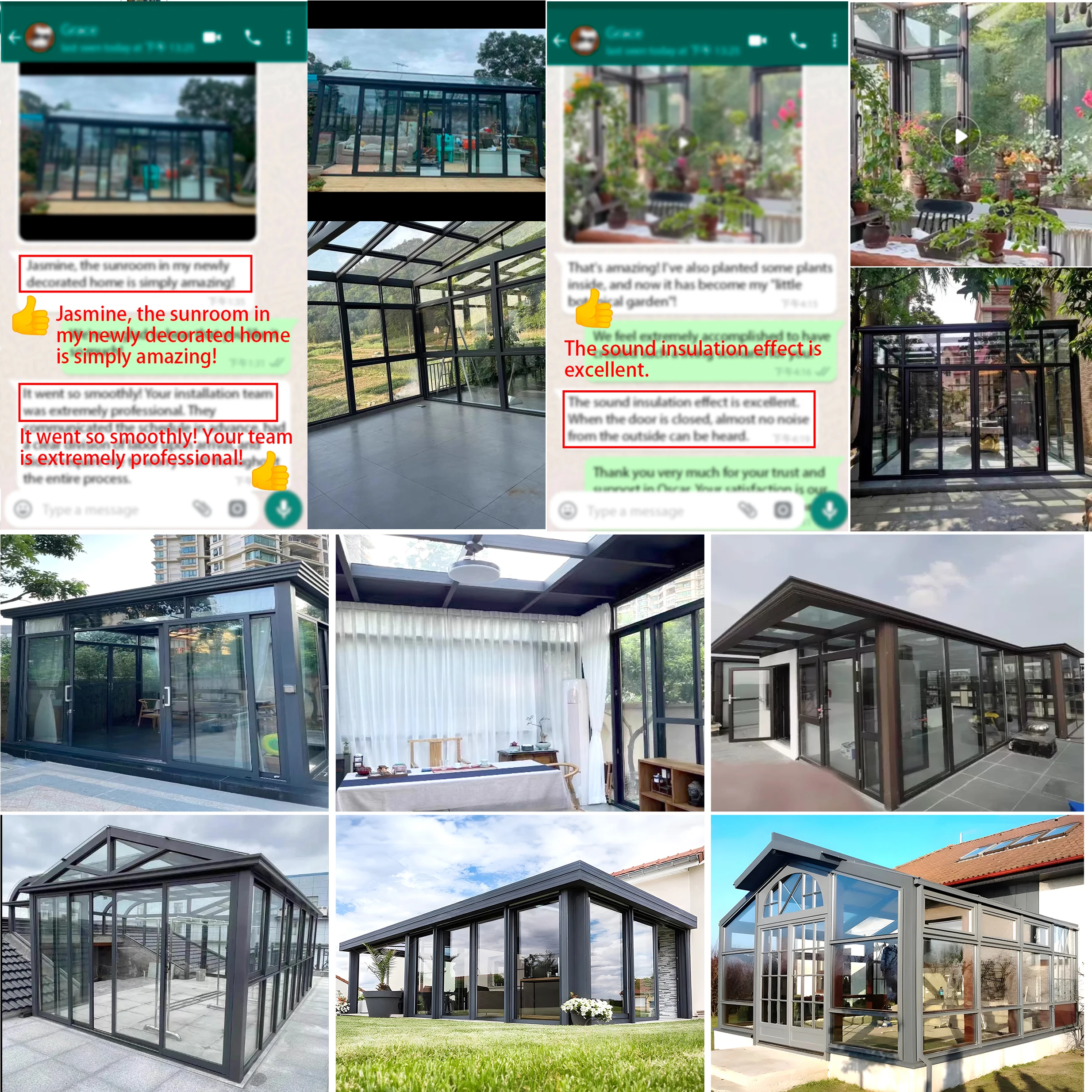 تصميم حديث لفيلا Sunroom الجاهزة مع إطار من سبائك الألومنيوم وصب سقف مثلث في الهواء الطلق من الألومنيوم الزجاجي لمتعدد