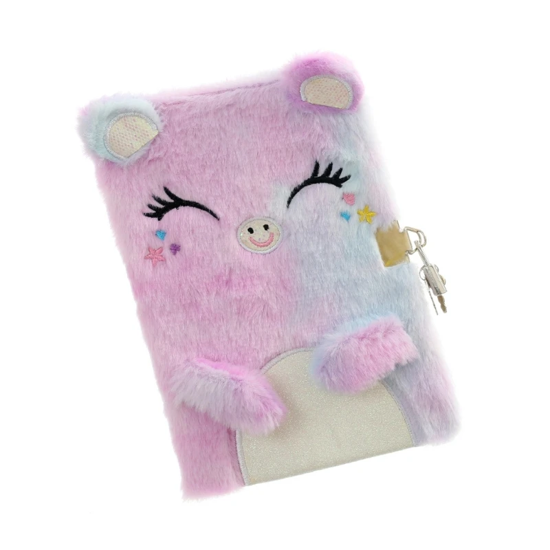 Cartoon Plush Secret with Lock and Keys, Kids Journal Notebook Daily for Writing Drawing Daily Journaling