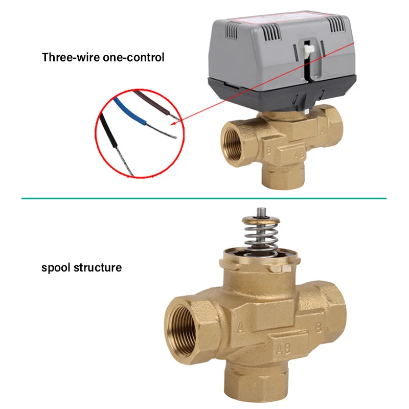 Honeywell Motorized Two-Way Valve Three-Way Valve Brass VC4013 Fan Coil Electric Valve AC220V