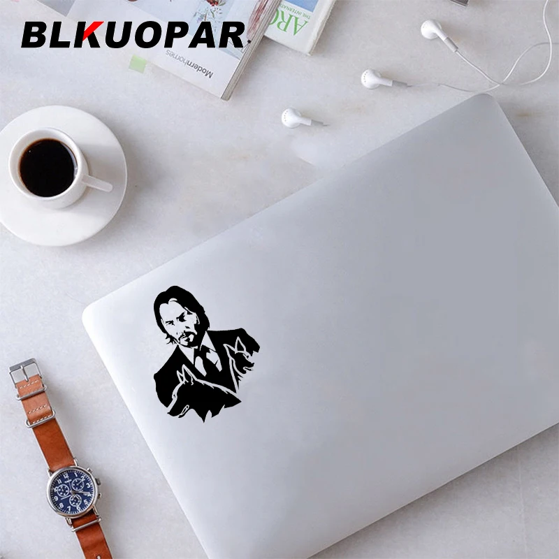 BLKUOPAR Movie John Wick and His Dog A Professional Handsome Assassin Silhouette Car Stickers Trunk Helmet Decals Laptop Lable