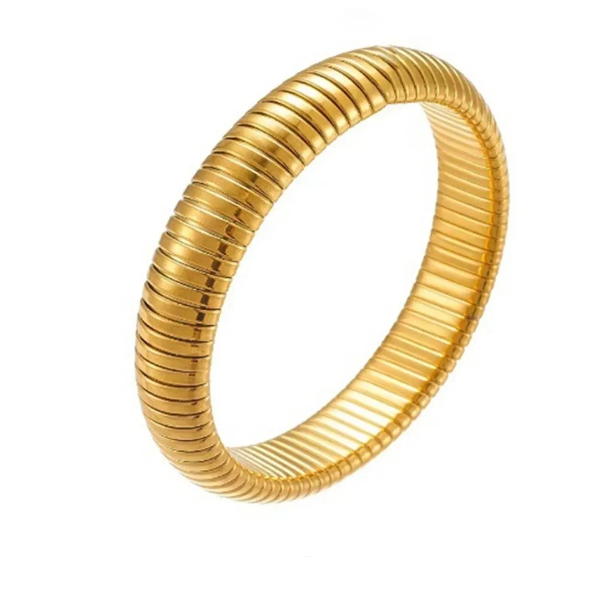 Waterdichte roestvrijstalen retro elasticiteit dikke metalen gepolijste armband 18K vergulde trend mode unisex sieraden mannen vrouwen