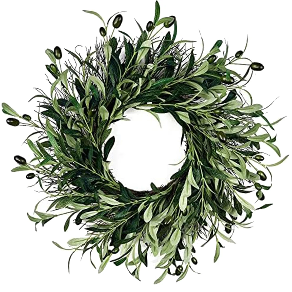 Beautiful Wreath Artificial Green Olive Wreath Artificial Farmhouse Wreath Easy To Maintain Exquisite Workmanship