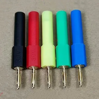 4pcs 2red+2black Gold Plated 2mm Mini Male Banana Plug To 4mm Female Jack Connector Adapter 2mm to 4mm