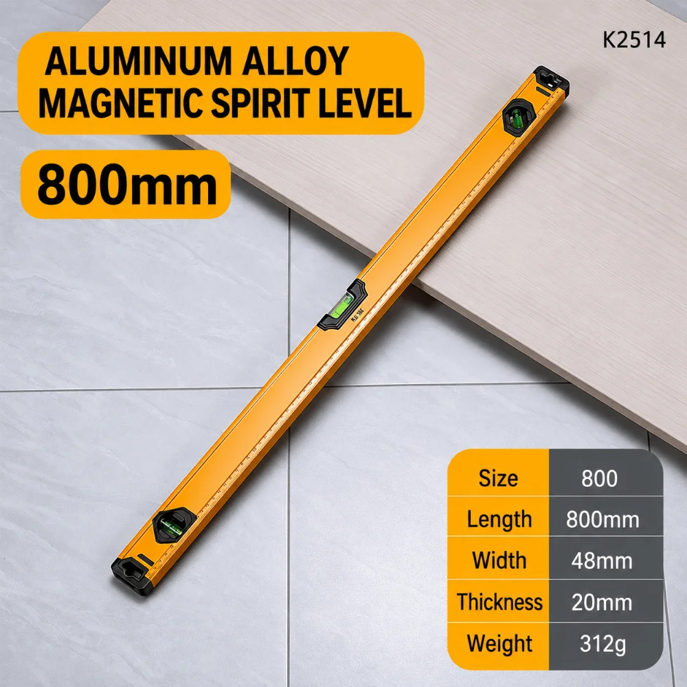 High Precise Level Tool Strong Magnet Core Anti Crash Frame Measuring Ruler Multi Measure Mode Thick ABS Shell Magnetic Gauge
