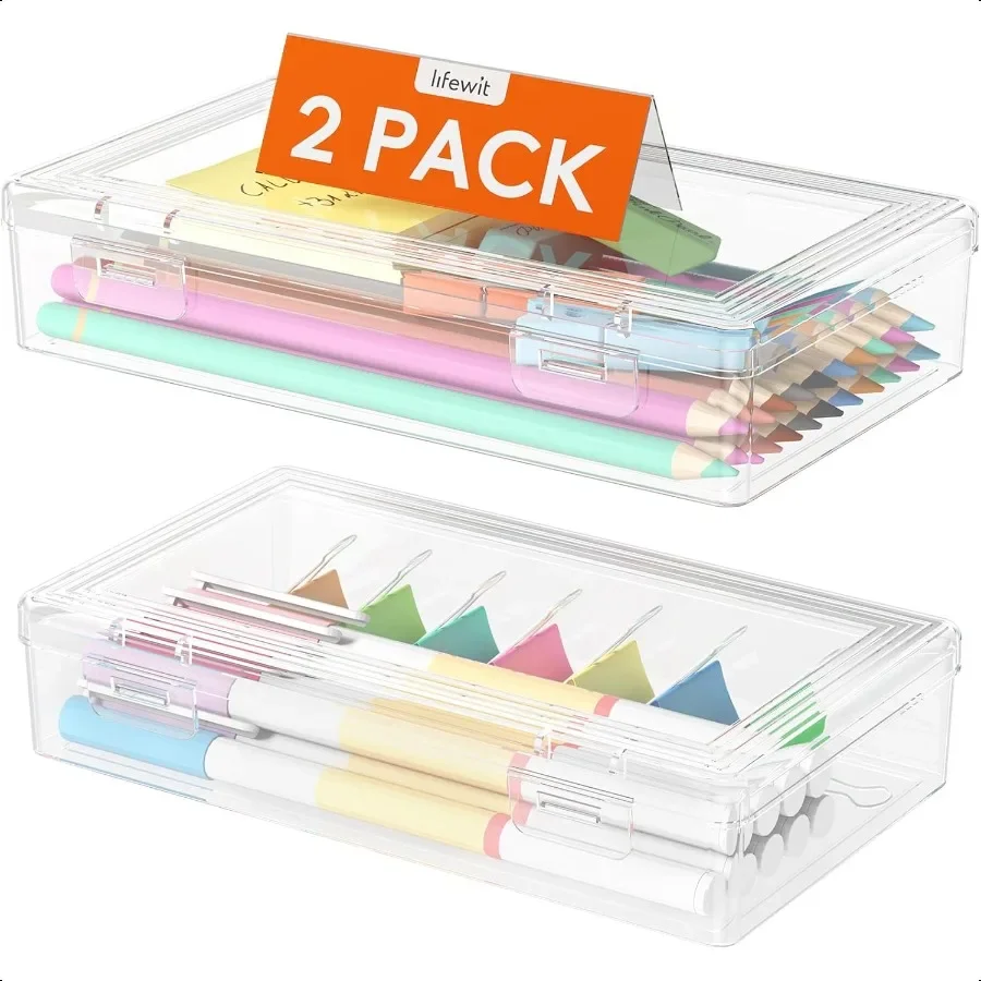 กล่องดินสอนิ่มพลาสติกแบบมีฝาปิดแน่น ขนาดใหญ่ จุดินสอได้เยอะ กล่องใส่เครื่องเขียนสำหรับงานศิลปะ ออฟฟิศ แพ็ค 2 ชิ้น