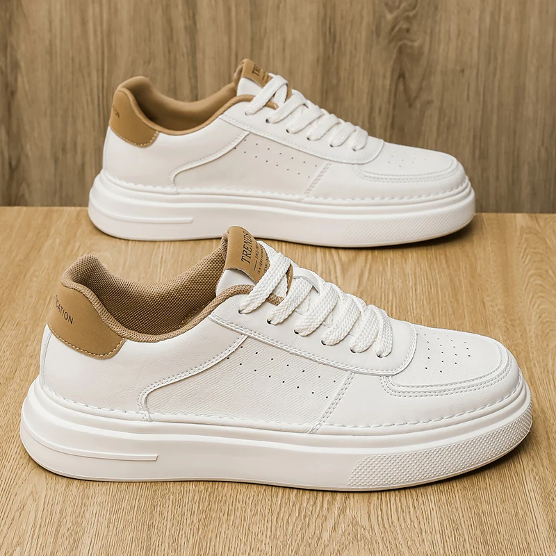 ​ حذاء بدون كعب للرجال الأكثر مبيعًا لعام 2025 - حذاء رياضي أبيض كلاسيكي، مسامي وممتص للصدمات، متين وغير قابل للانزلاق، مريح خفيف الوزن