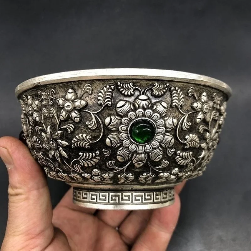 

Special Price Antique Miscellaneous Collection Imitation Qing Dynasty Qianlong Year Copper Silver-Plated Flower Blooming Wealth