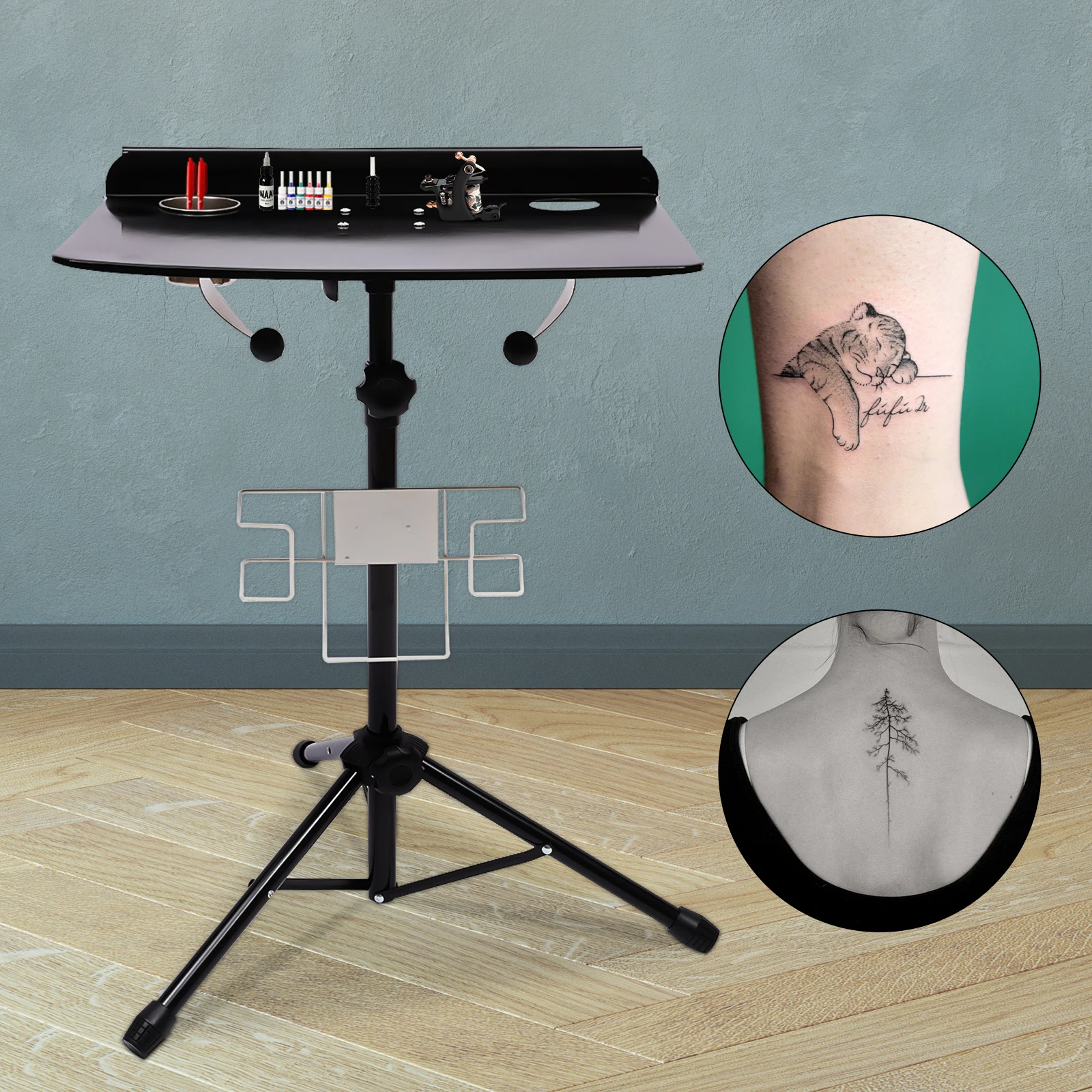 Tattoo Workstation Adjustable Height Tattoo Display Stand Workstation Portable Workbench Tray Fixed Desktop for Salon