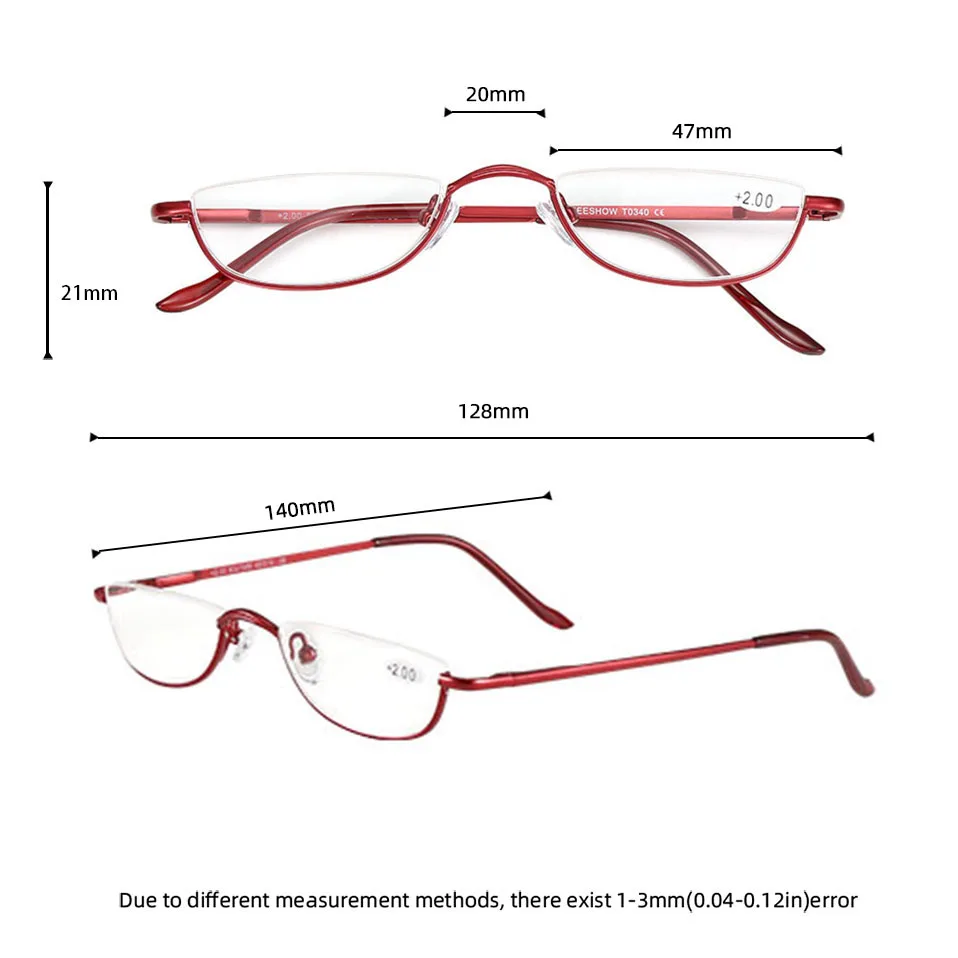 MEESHOW Reading Glasses for Woman Half Rim Comfort Spring Hinges for Men metal presbyopia stylish glasses +1.75 +2.25 +3.5 340