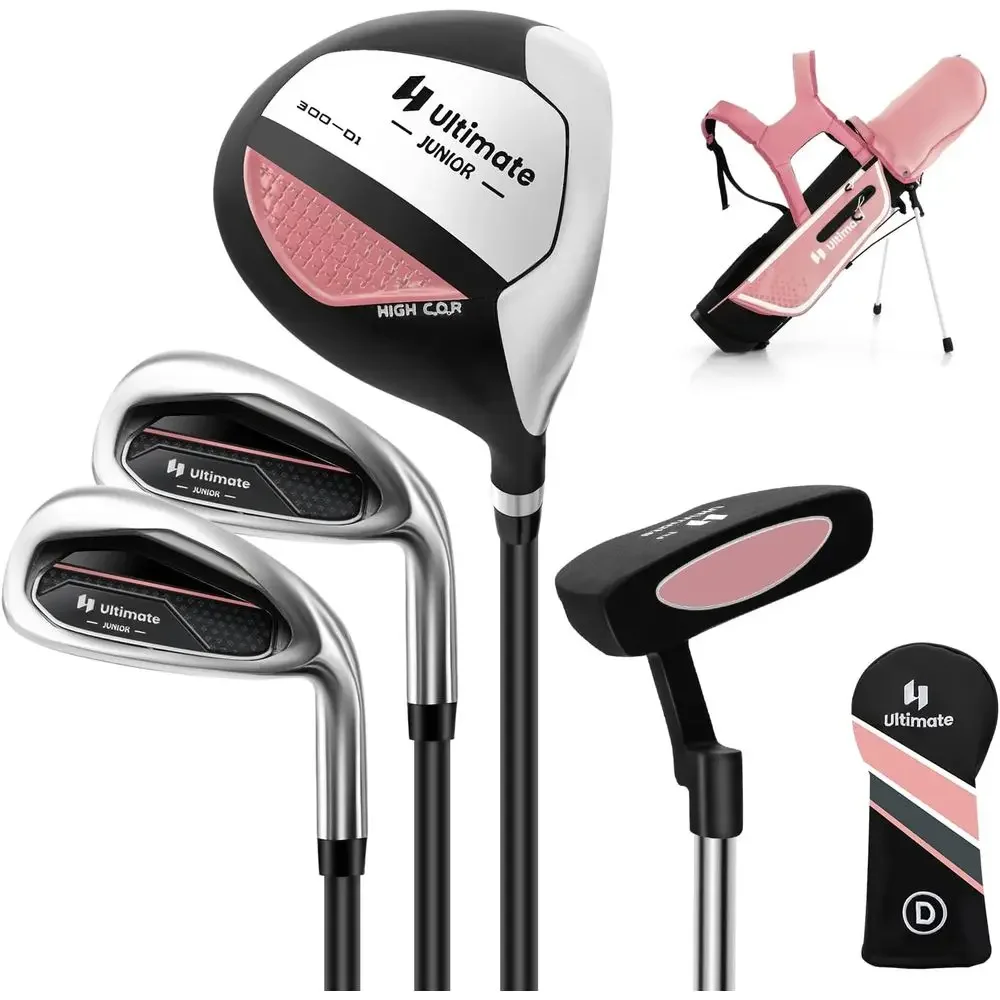 

Youth Golf Club Set with Stand Bag, Rain Cover, and Practice Equipment for Kids Ages 5-13
