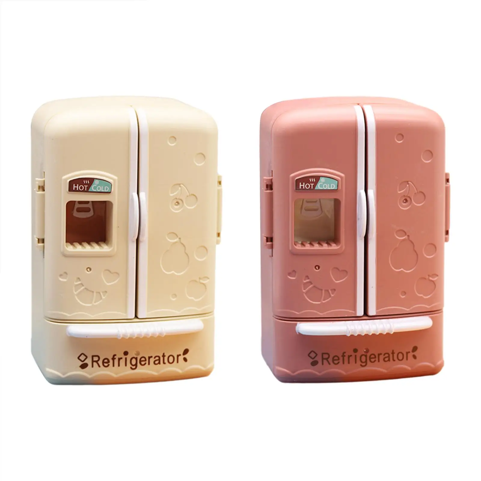 1/12 Miniaturowy domek dla lalek z podwójnymi drzwiami, lodówka, meble do sypialni