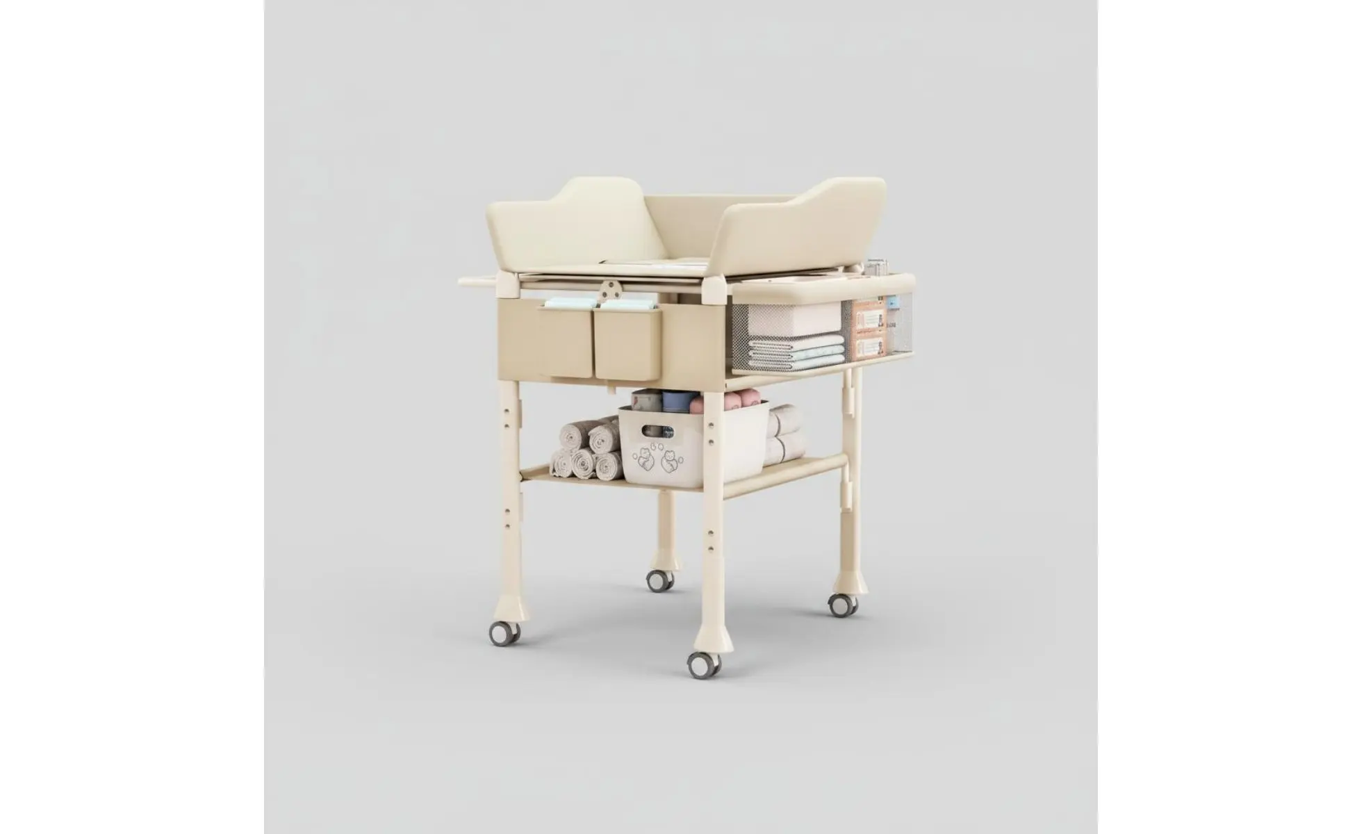 Baby Bath Changing Table Combo 2 in 1 Height Adjustable Baby Care Table Rolling Changing Station Easy to Fold Nursery Furniture Baby Bath Changing Table Combo 2 in 1 Height Adjustable Baby Care Table Rolling Changing Station Easy to Fold Nursery Furniture