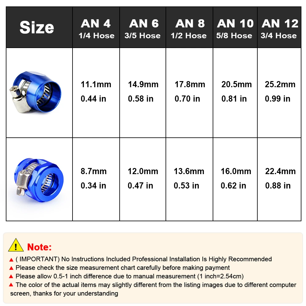 1lot=2pcs  AN4 AN6 AN8 AN10 AN12 Hose Clamp Fuel Pipe Clip Oil Water Tube Hose Fittings Finisher Clamps Hex Finishers