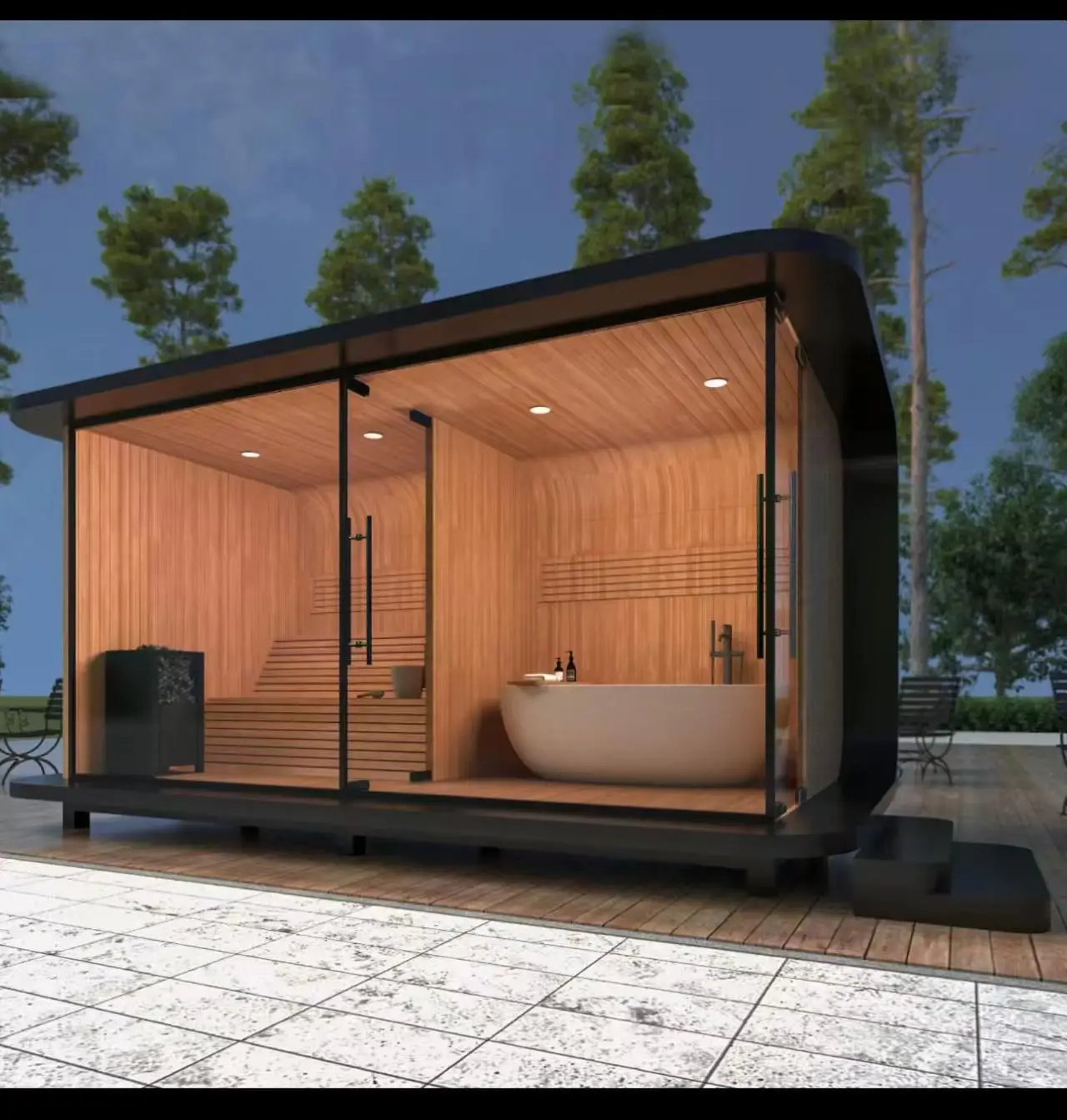 Best-selling Outdoor Sauna In Europe And America Canadian Cedar Wood Dry Steam Room