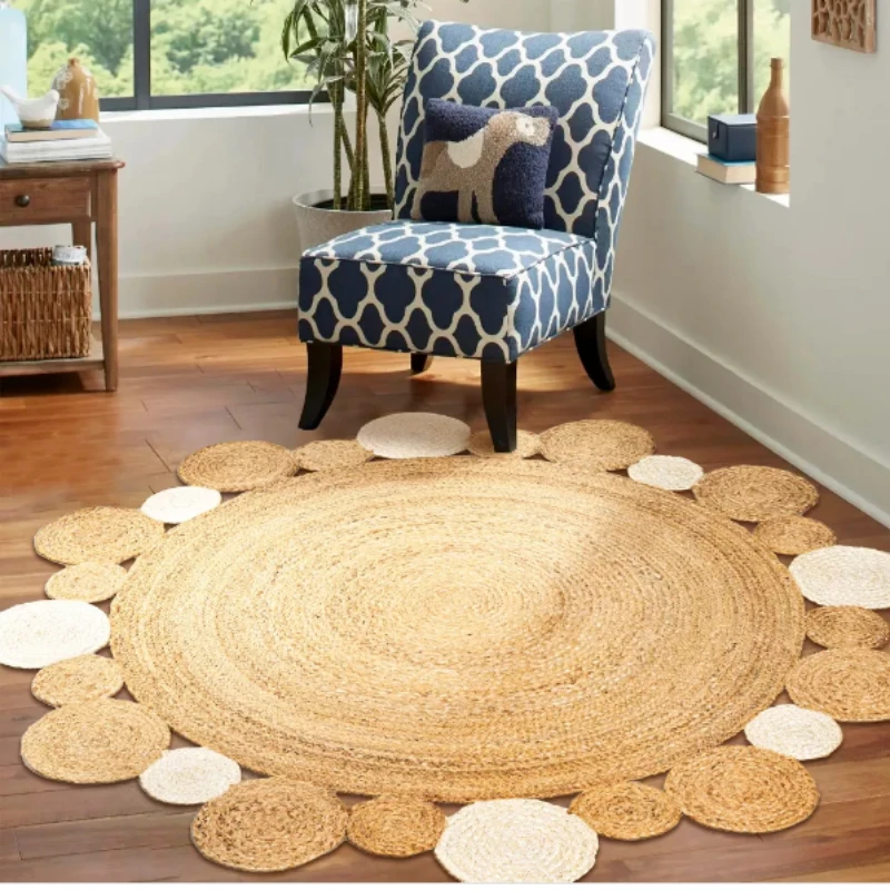 

Rug Natural Jute Braided Style Reversible Carpet Rustic Modern Look Area Rugs